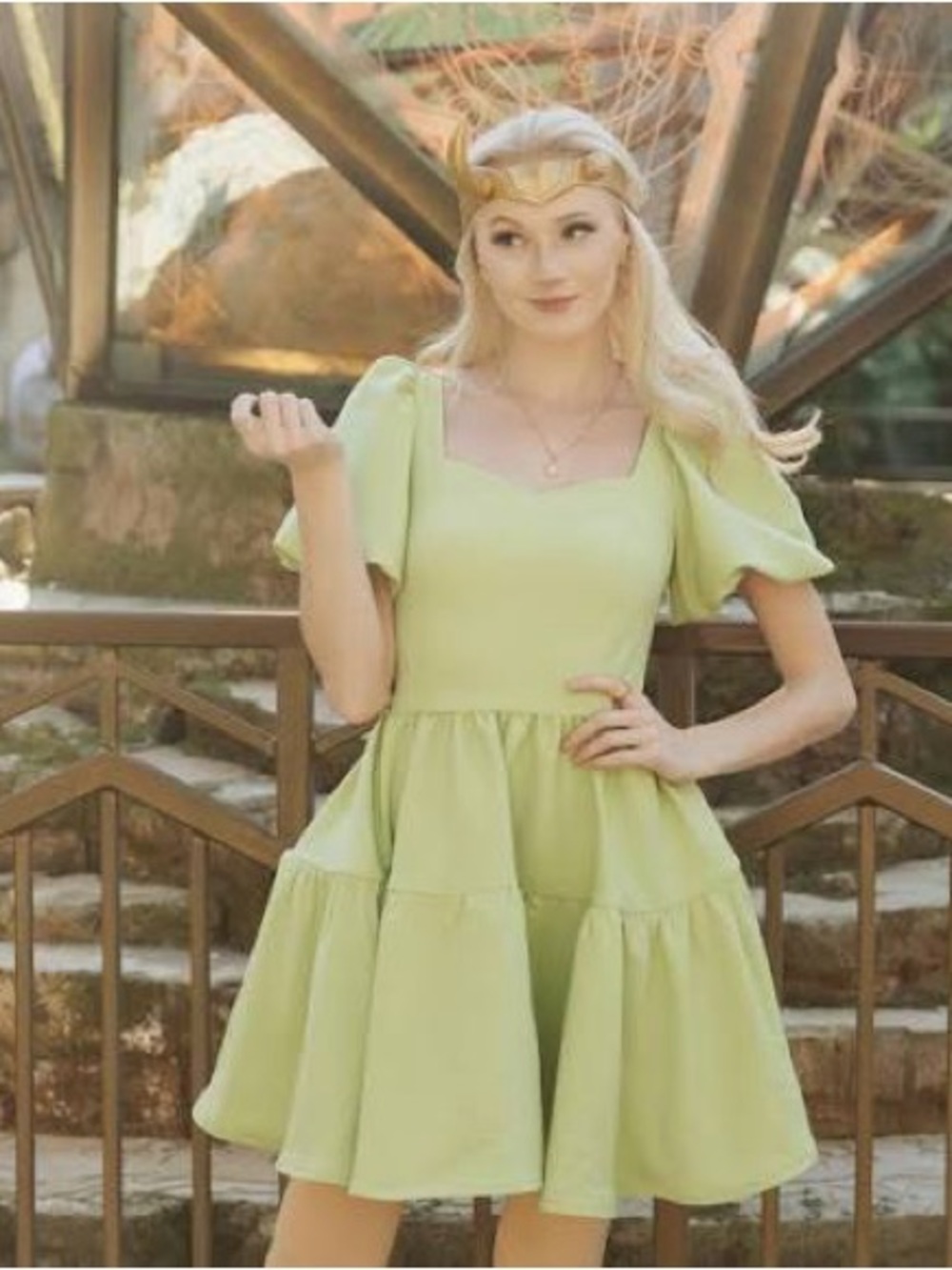 Chelsea Reece Princess Puff Light Green Tiered Mini Dress - Women's
